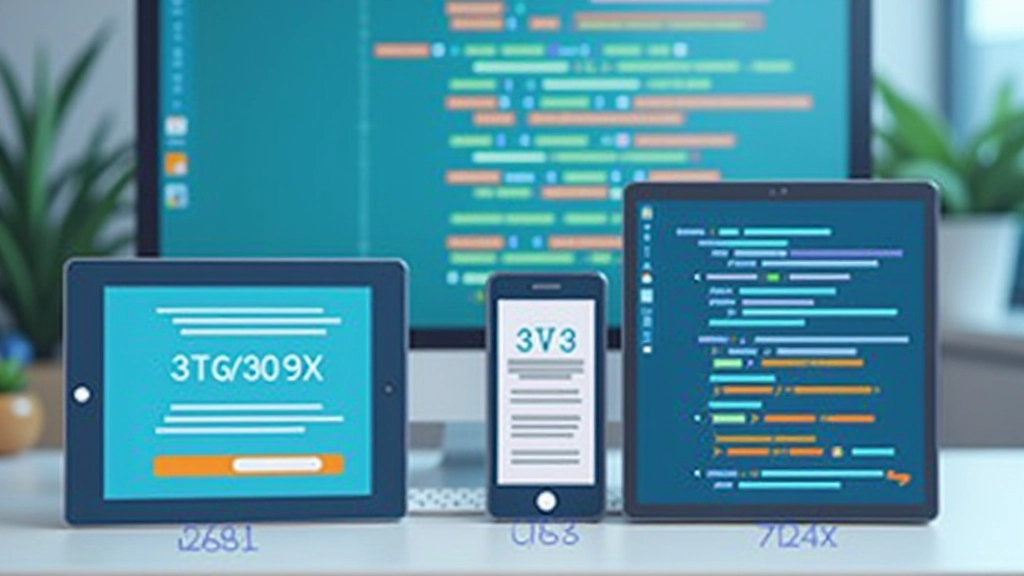 Breakpoints visualisatie: 320px, 768px, en 1024px aangeduid met CSS code snippets