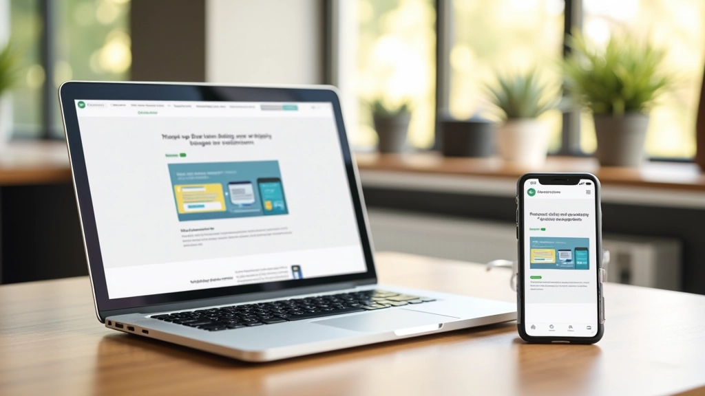 Laptop en mobiele telefoon naast elkaar op een bureau, beide tonen dezelfde responsive website met mooi ontwerp